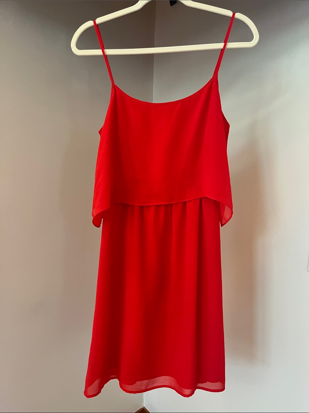 Gianni Bini Red Spaghetti-Strap Layered Dress